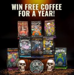 Bones Coffee May Sweepstakes prize ilustration